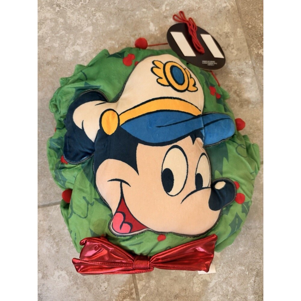 Disney Cruise Line DCL Captain Mickey Mouse Wreath Throw Pillow w/Magnet